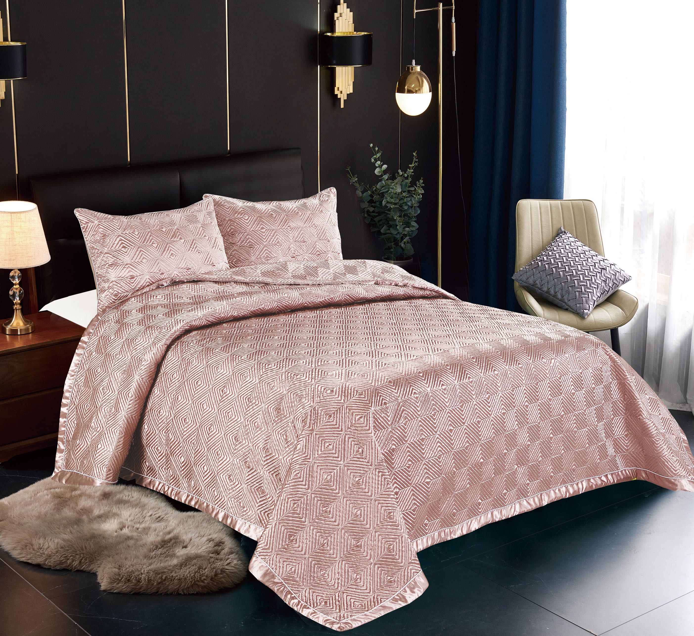 Artist Satin Bedcover - Carrot Pink